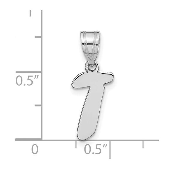 Kazi Luxury 14k White Gold Polished Script Letter T Initial Pendant - Picture 4 of 4